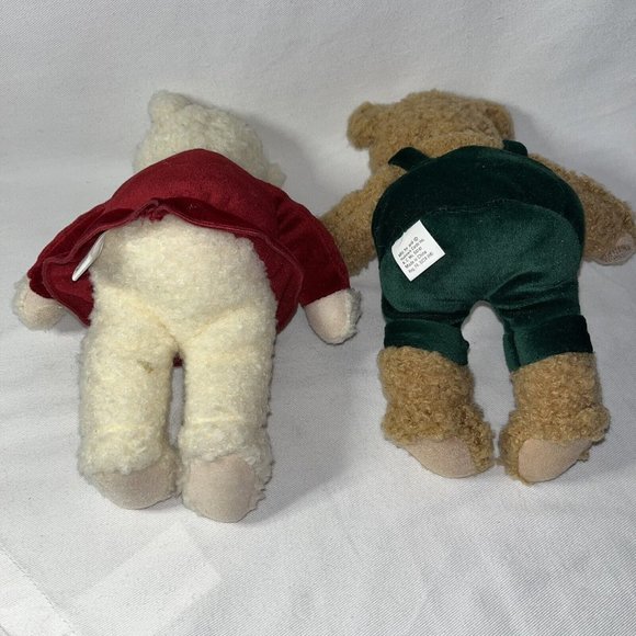 VTG Hallmark Kiss Kiss Mistletoe Plush Teddy Bears Magnetic Noses Christmas - Picture 7 of 14